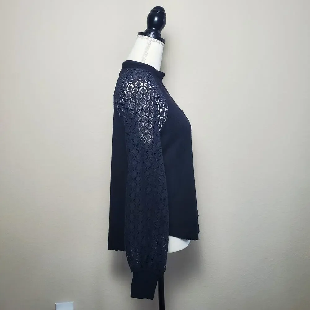 Free People Sweetest Thing Black Blouse Small